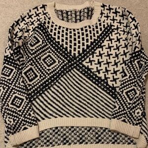 Geometric Patterned Black and Cream Sweater